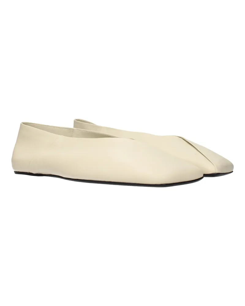 Jil Sander Leather Ballet Flats — Beige Beige