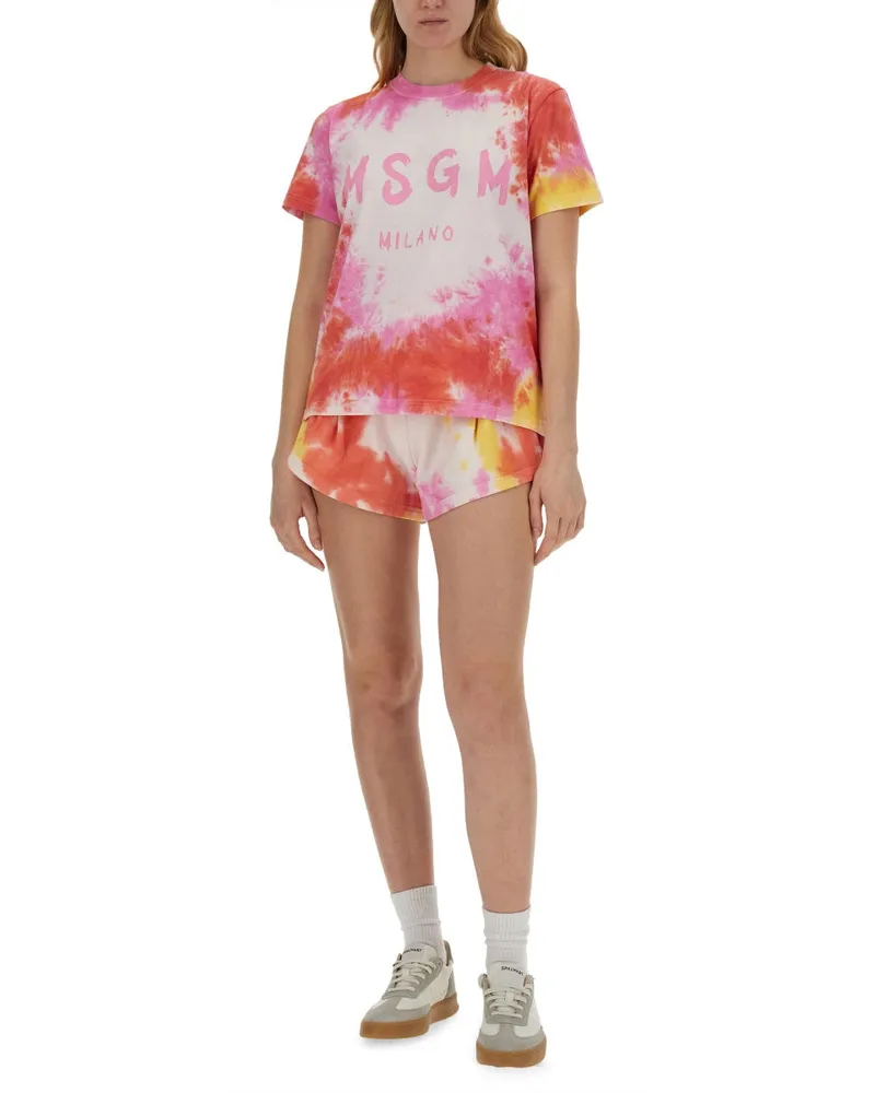 MSGM Tie-Dye Cotton Bermuda Shorts — Multicolor Multicolor