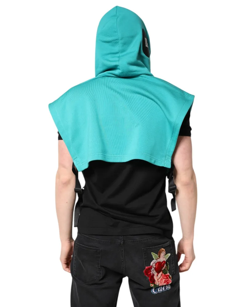 Dolce & Gabbana Green Cotton Hooded Men Sportswear Vest Sweater Polyester Clothing Green
