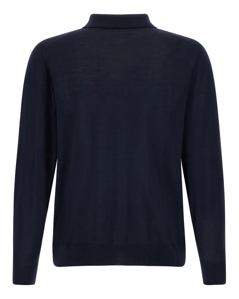 Kiton Men's Blue Wool Polo Shirt Navy