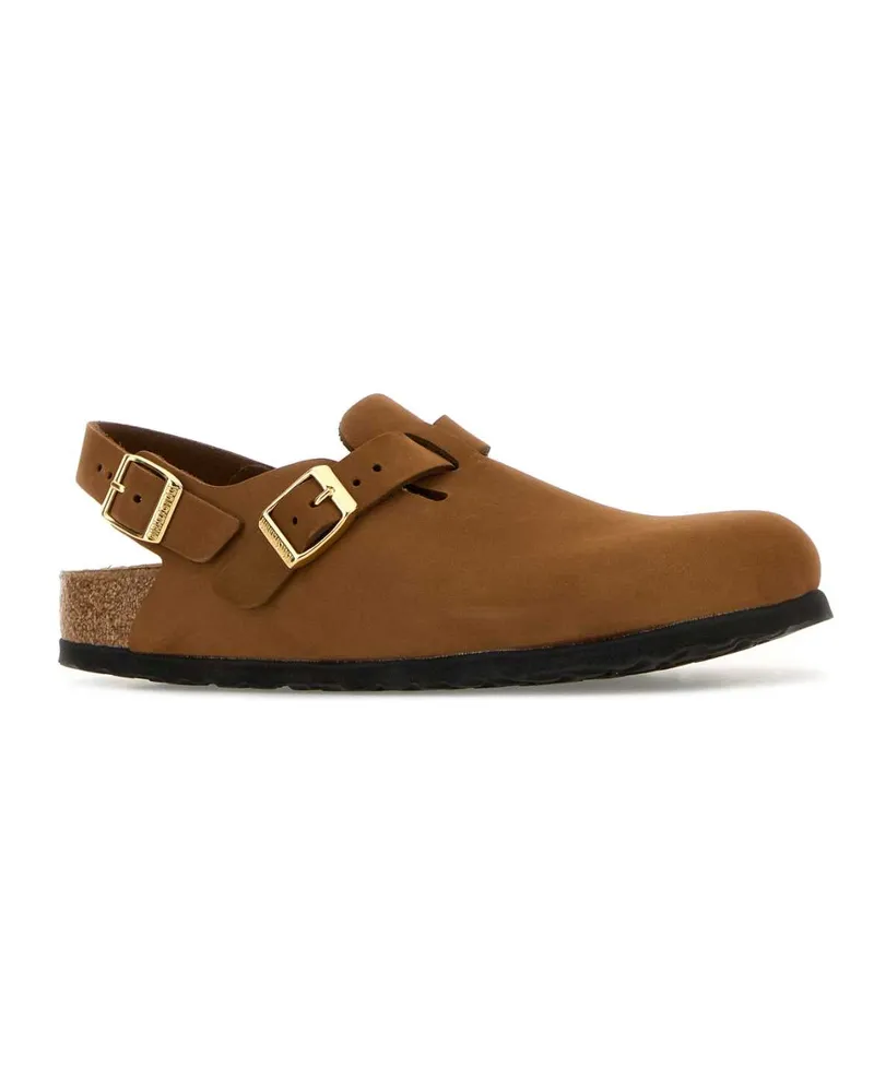 Birkenstock Women's Camel Leather Tokyo Slippers Tokio Hex Mink, Nubuck Flat Shoes Brown