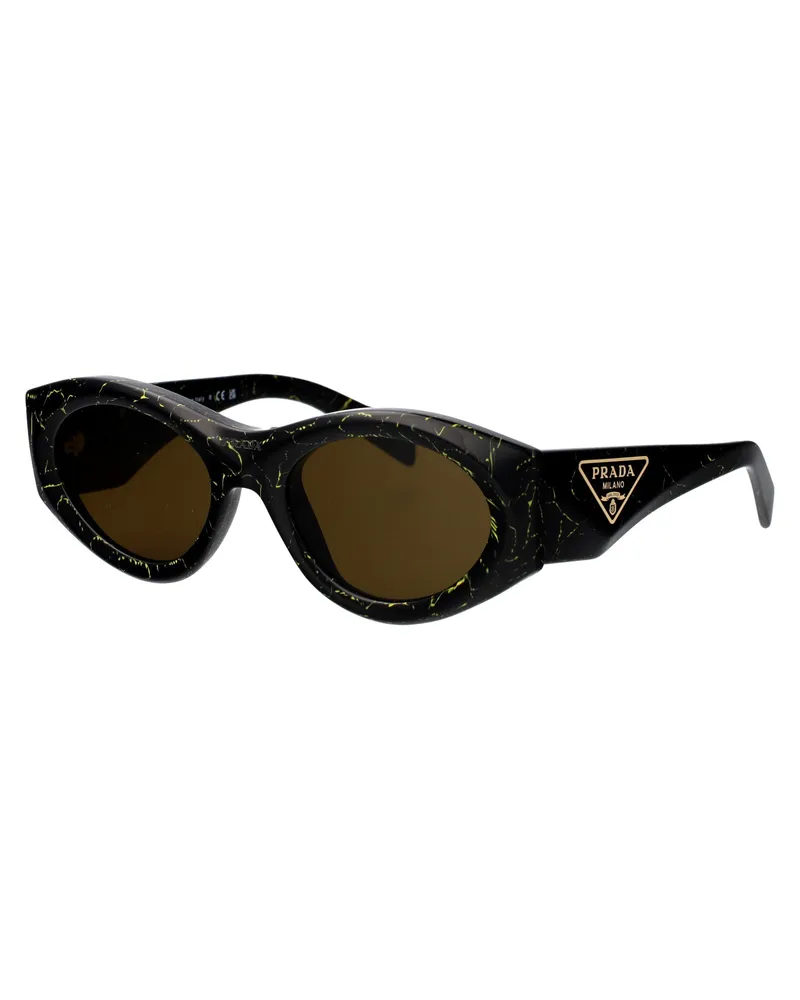 Prada Women's Sunglasses Black-Yellow Marble Acetate Black/yellow Black