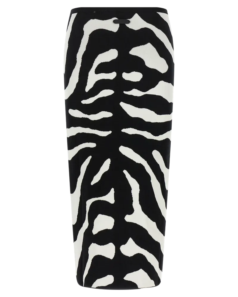 Moschino Women's Bicolor Viscose Midi Skirt Black