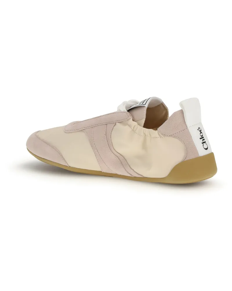 Chloé Women's Sneakers Kick Blushy Beige Upper Nylon Trainers Beige