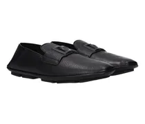 Men's Black Leather Slip-On Loafers