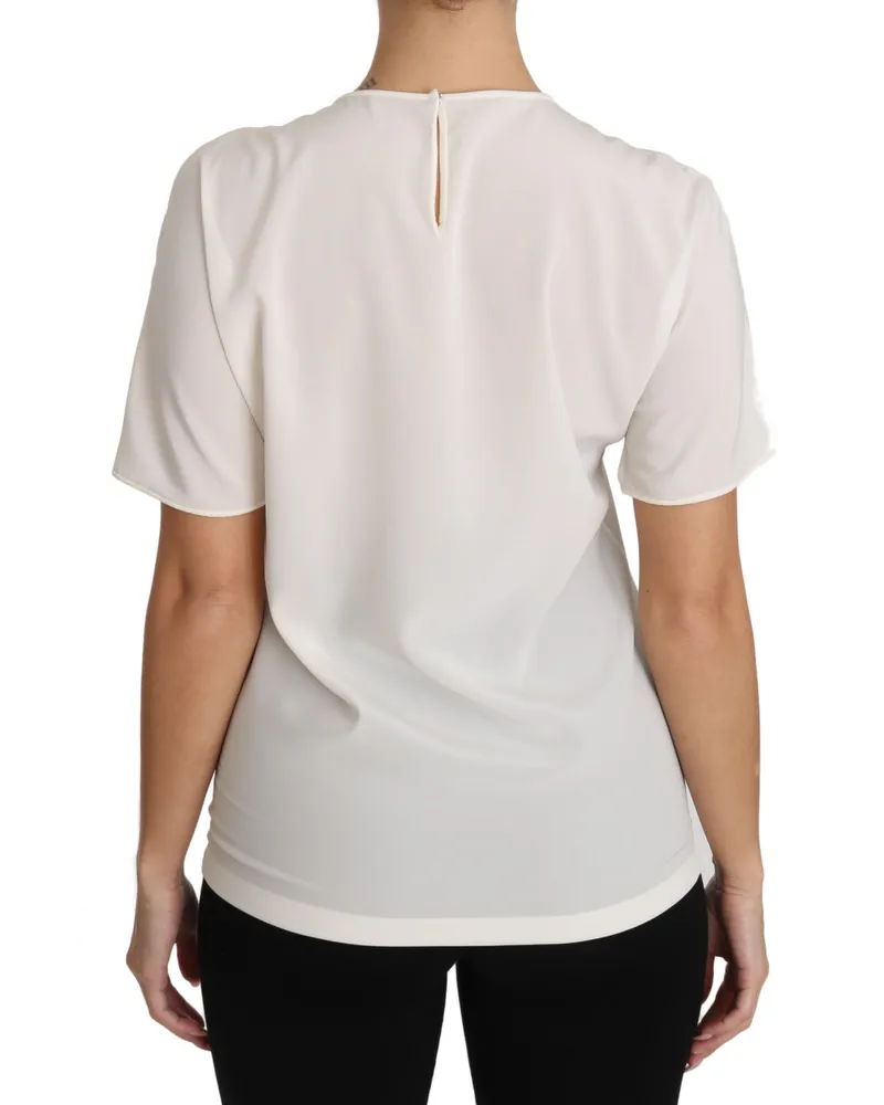 Dolce & Gabbana Women's White Silk Stretch #dgfamily T-Shirt White