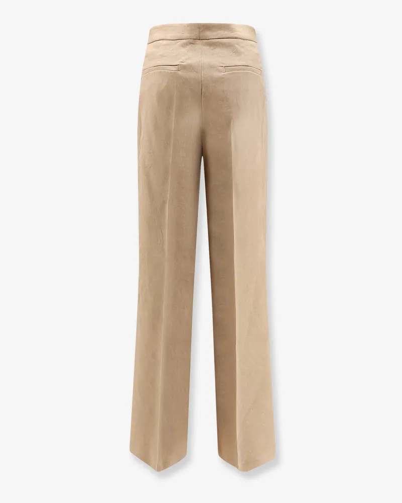 Pinko Women's Trousers Brown Linen Brown