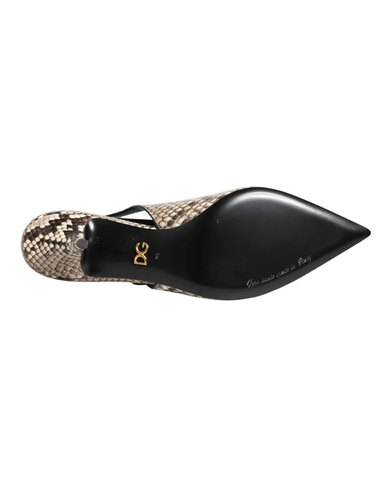 Dolce & Gabbana Women's Multicolor Leather Heels Slingback Shoes 10lf+reticolato Python Multicolor