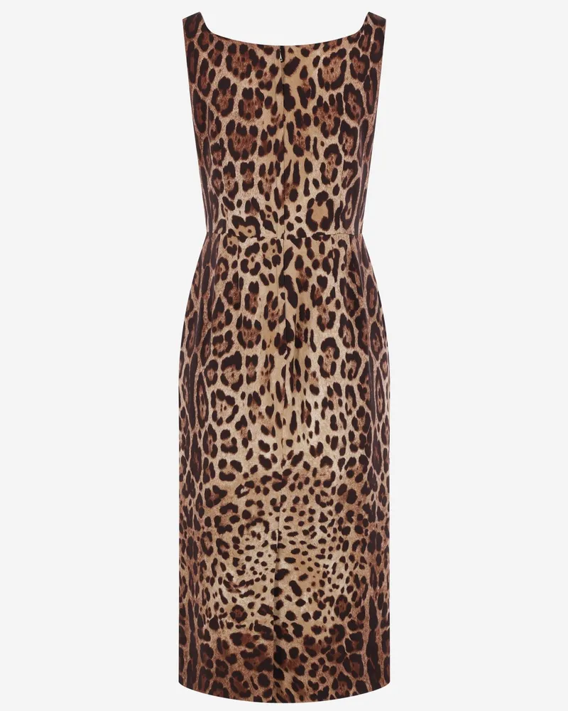 Dolce & Gabbana Women's Dress Stretch Silk With Animal Print Multicolour Brown