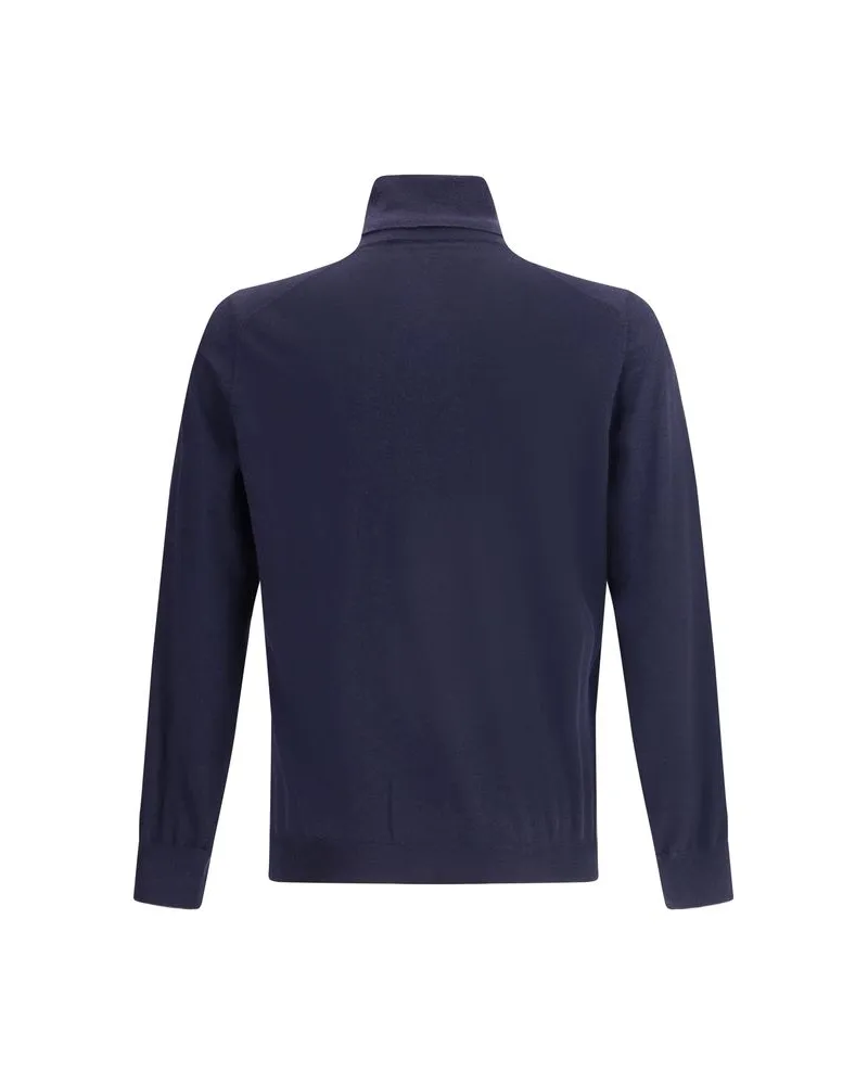 Brunello Cucinelli Men's Blue Wool Oves Aries Turtleneck Clothing Blue