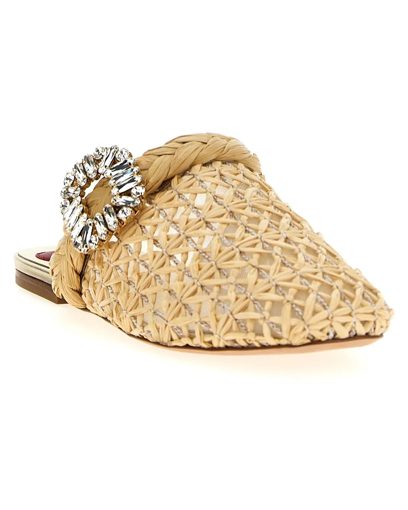 Roger Vivier Women's Beige Raffia Mules Beige