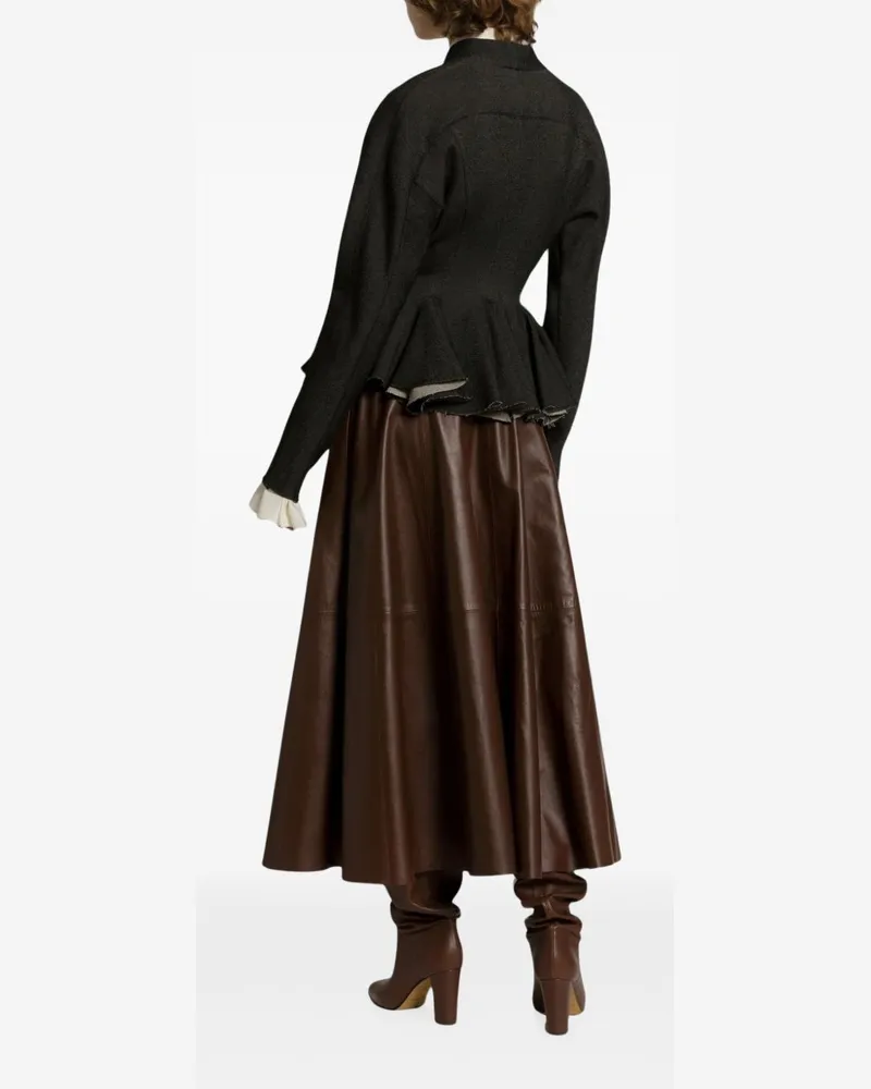 032c Tie-Waist Peplum Blazer — Charcoal Charcoal