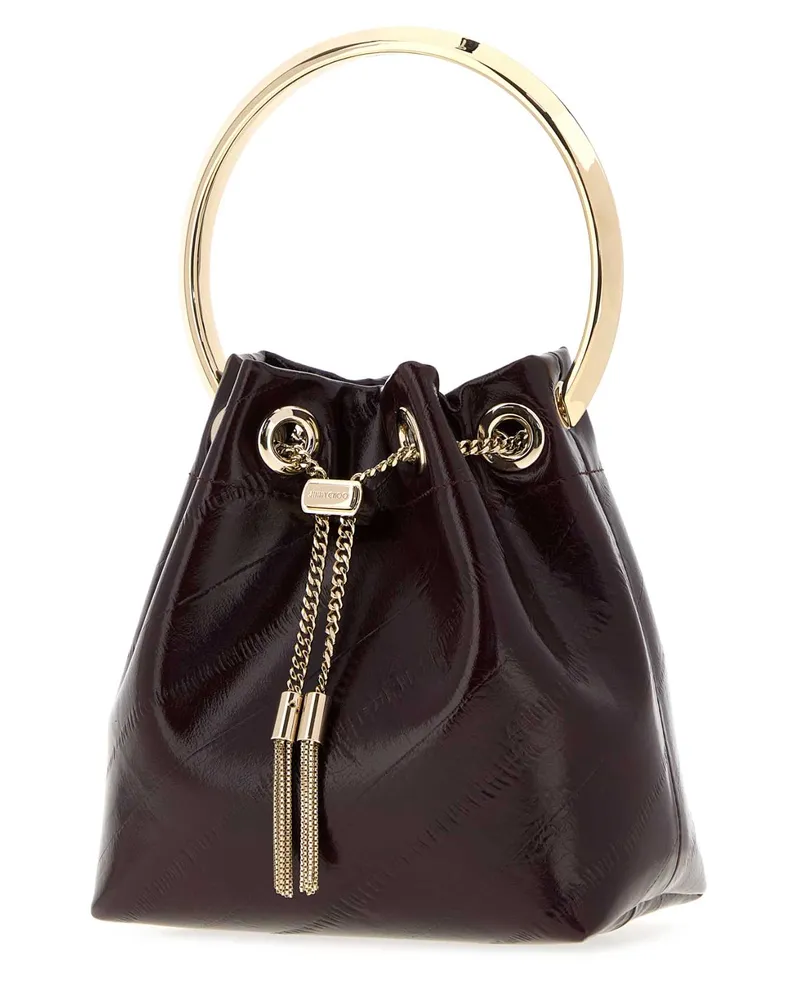Jimmy Choo Women's Aubergine Leather Bon Bucket Bag Barololightgold Borse A Mano Purple