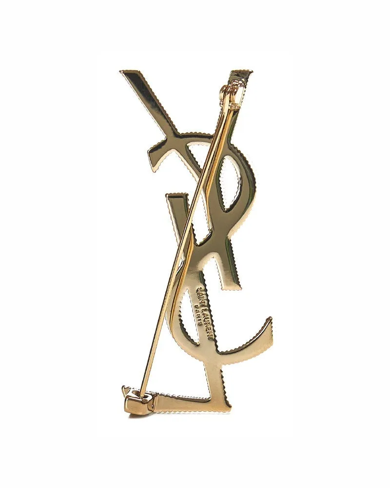 Saint Laurent Women's Metal Brooch Cassandre Gold Brass Brooches & Pins Gold