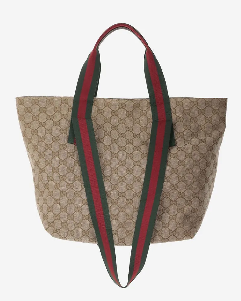 Gucci Men's Shopping Bag Gg Canvas Beige Polyester Shoulder Beige