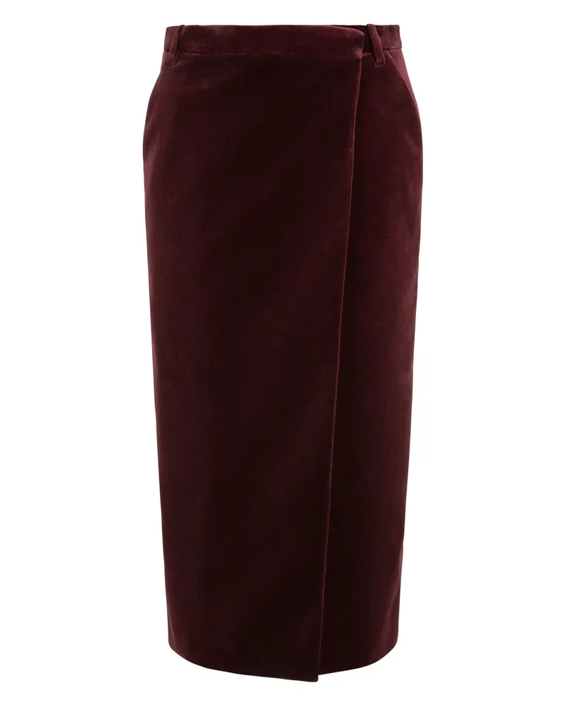 Saint Laurent Women's Velvet Skirt — Wine Cotton Wine