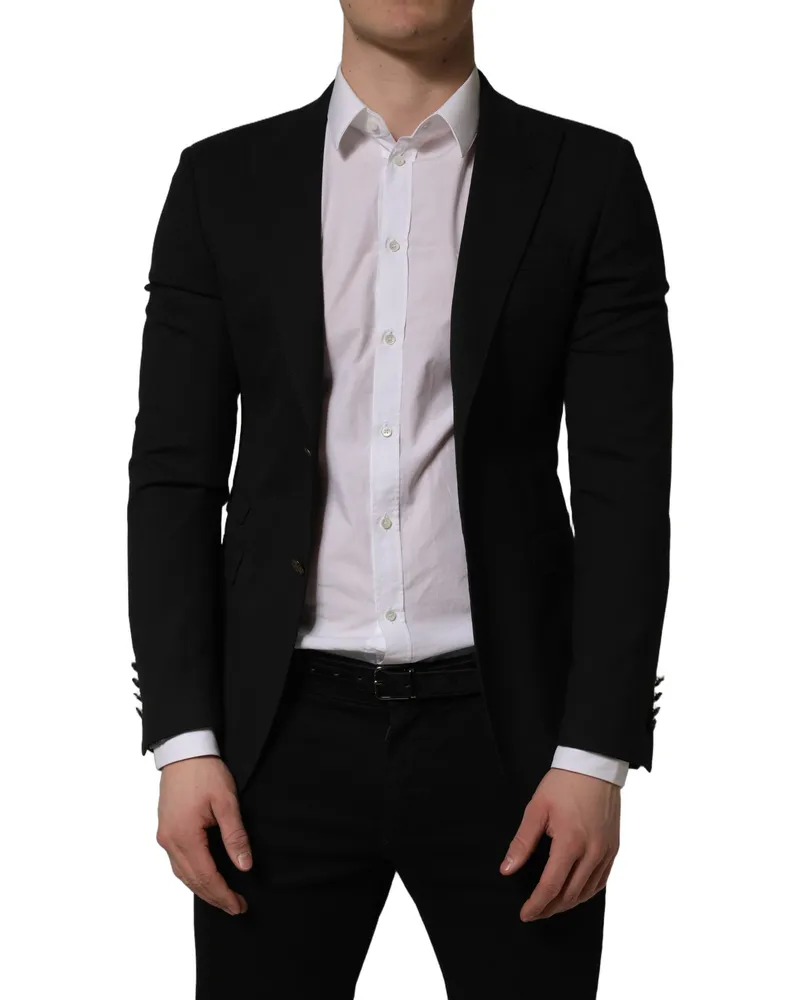Dolce & Gabbana Men's Black Polyester Single Breasted Blazer Jacket Clothing Black