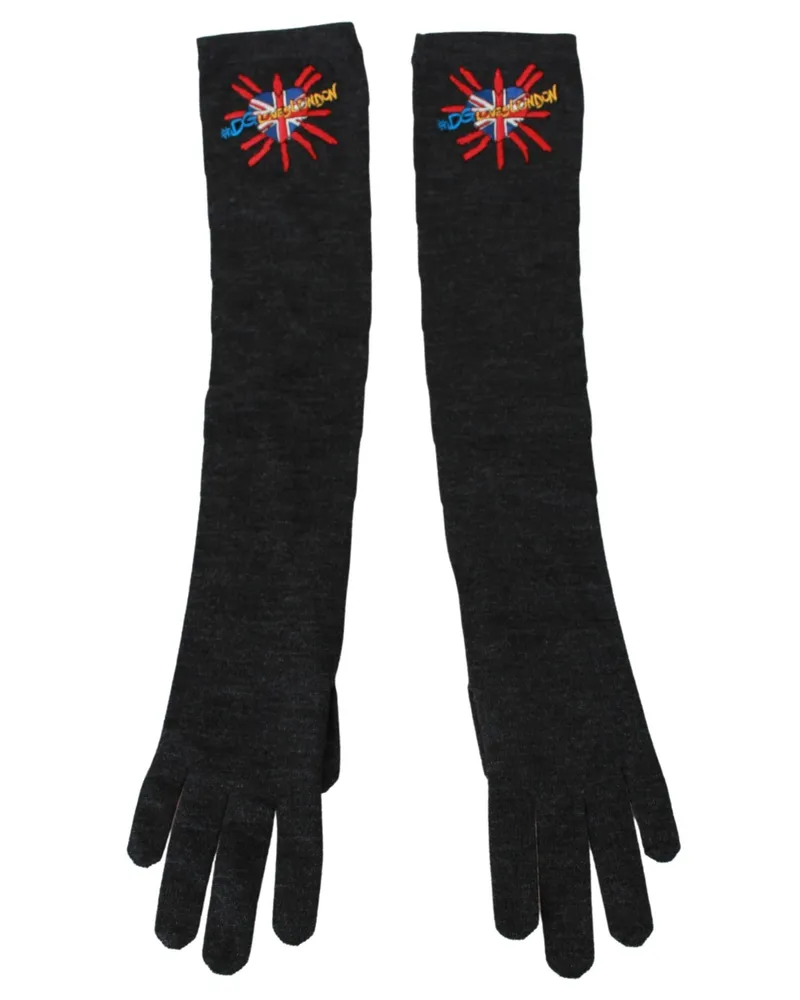 Dolce & Gabbana Women's Gray #dgloveslondon Embroidered Virgin Wool Gloves Gray