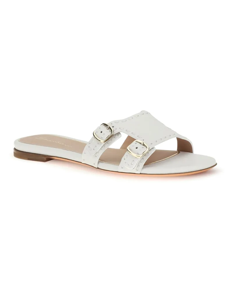 Santoni Women's Low Leather Sandals White Calf Bos Taurus White