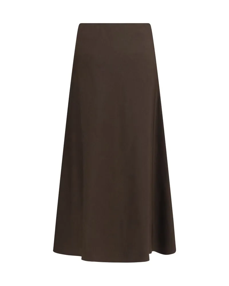 Brunello Cucinelli Virgin Wool Twill Skirt — Brown Brown