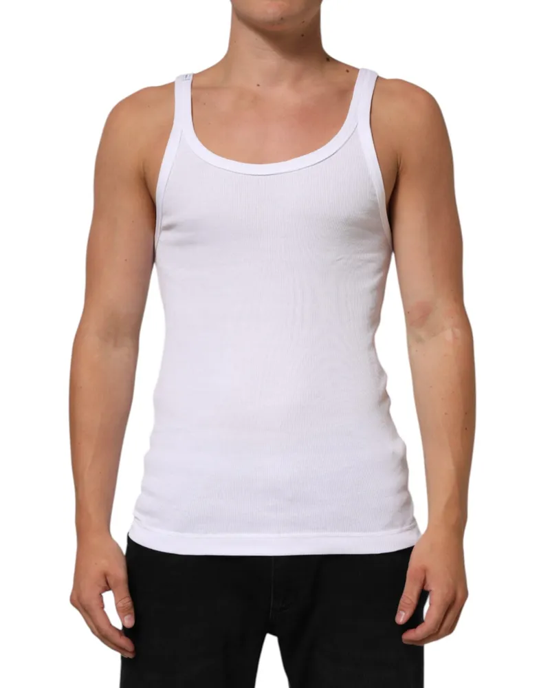 Dolce & Gabbana Men's White Sleeveless Round Neck Tank Top T-Shirt Cotton White