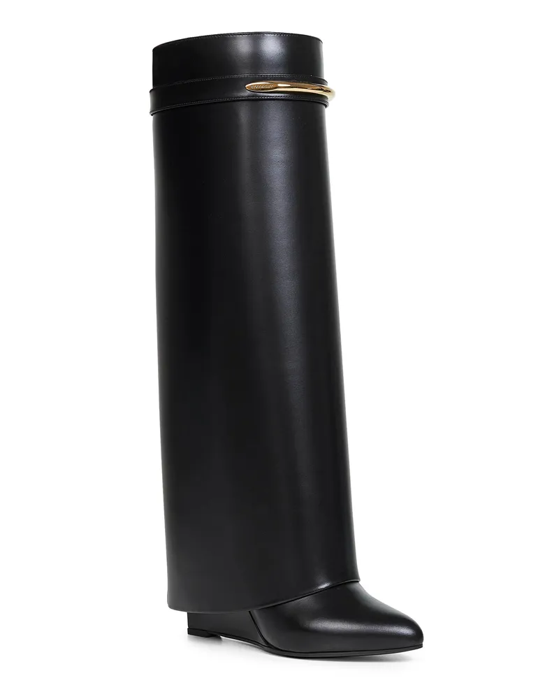 Givenchy Women's Knee-High Boots Shark Pinch Black Leather Calf Black
