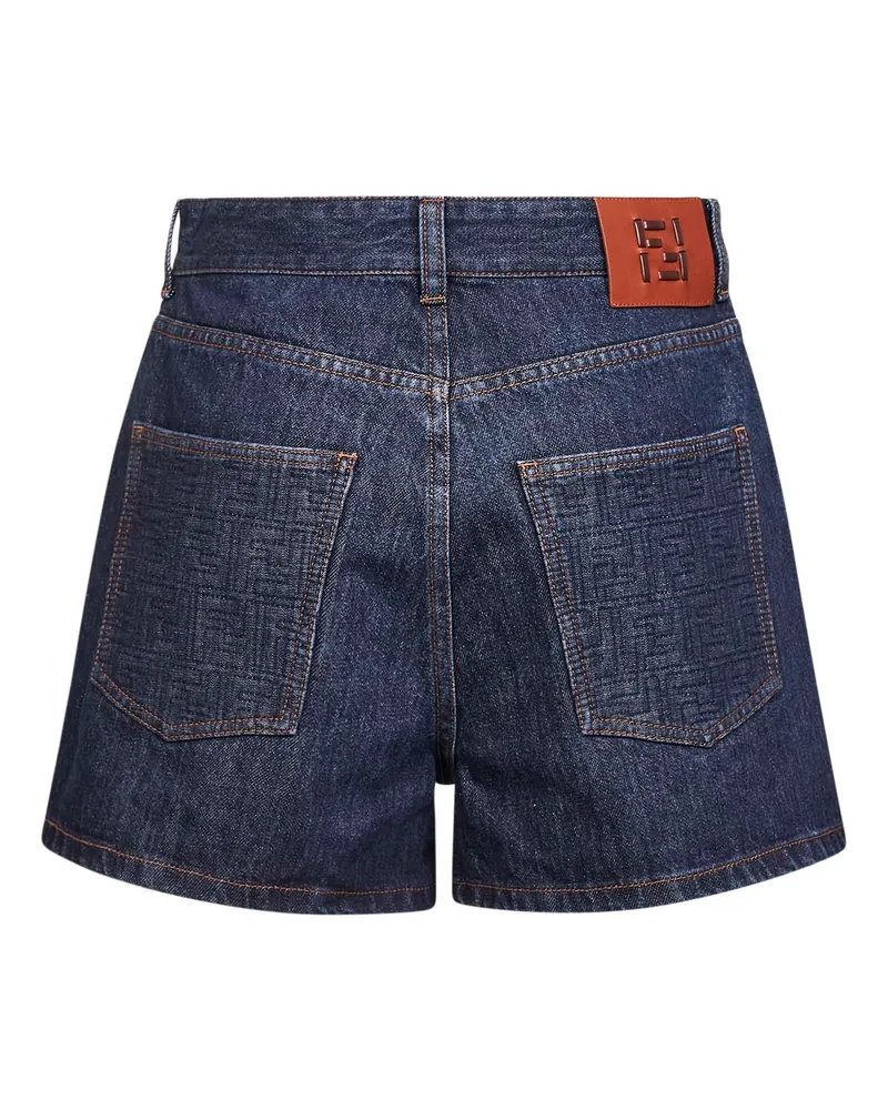 Fendi Women's Dark Blue Stretch Cotton Denim Shorts Navy