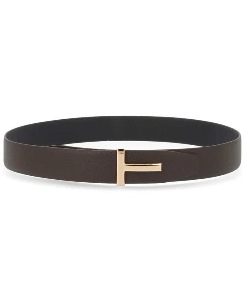 Tom Ford T Buckle Belt — Brown Brown
