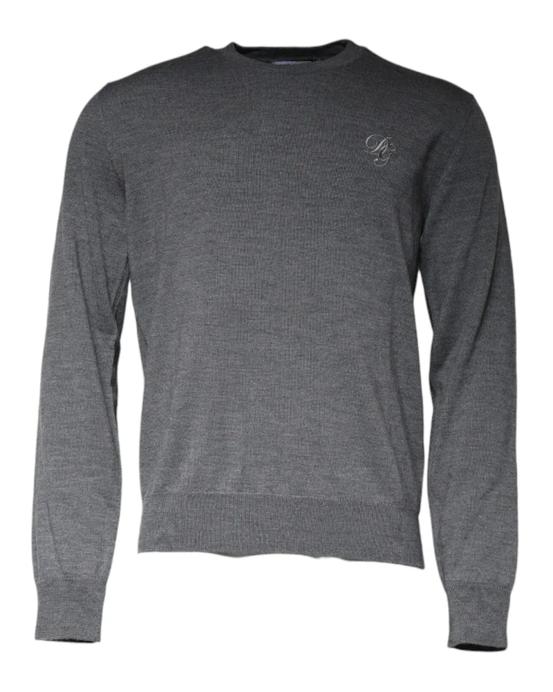 Dolce & Gabbana Men's Virgin Wool Crew Neck Sweater Gray Gray