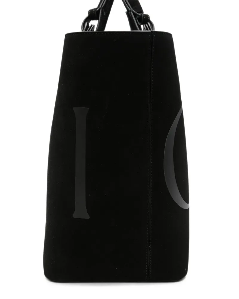 Casadei Logo-Print Suede Tote Bag — Black Black
