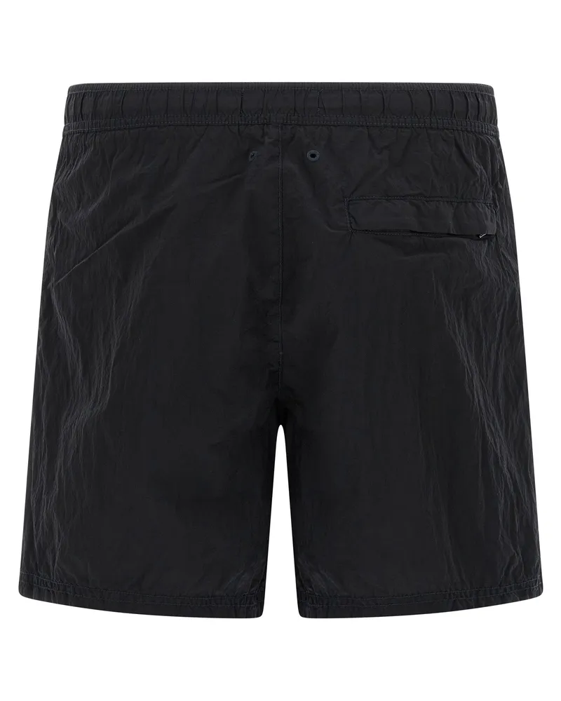 Stone Island Men's Blue Polyamide Swim Shorts Black