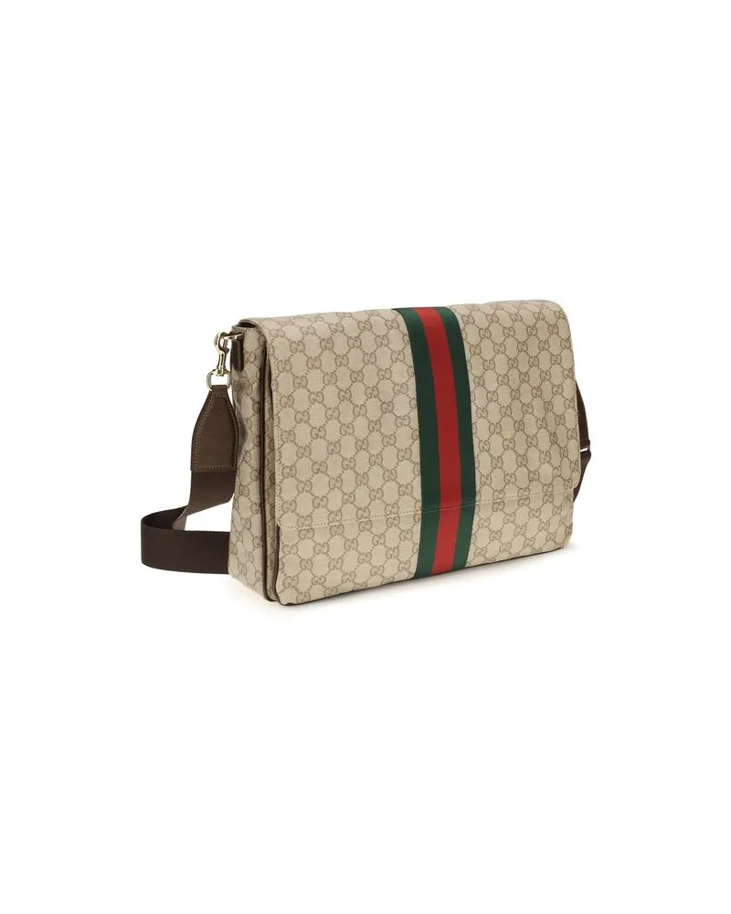 Gucci Web Stripe Shoulder Bag — Beige Beige