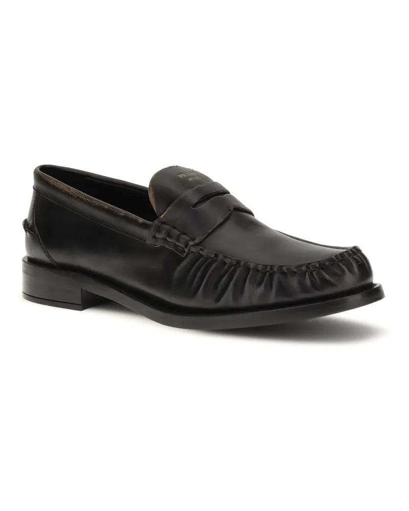 Prada Women's Leather Loafers Nero+cuoio Calf Bos Taurus Black