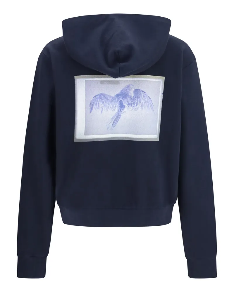 Maison Margiela Men Hooded Sweatshirt Blue Cotton Sweatshirts Sweater Navy