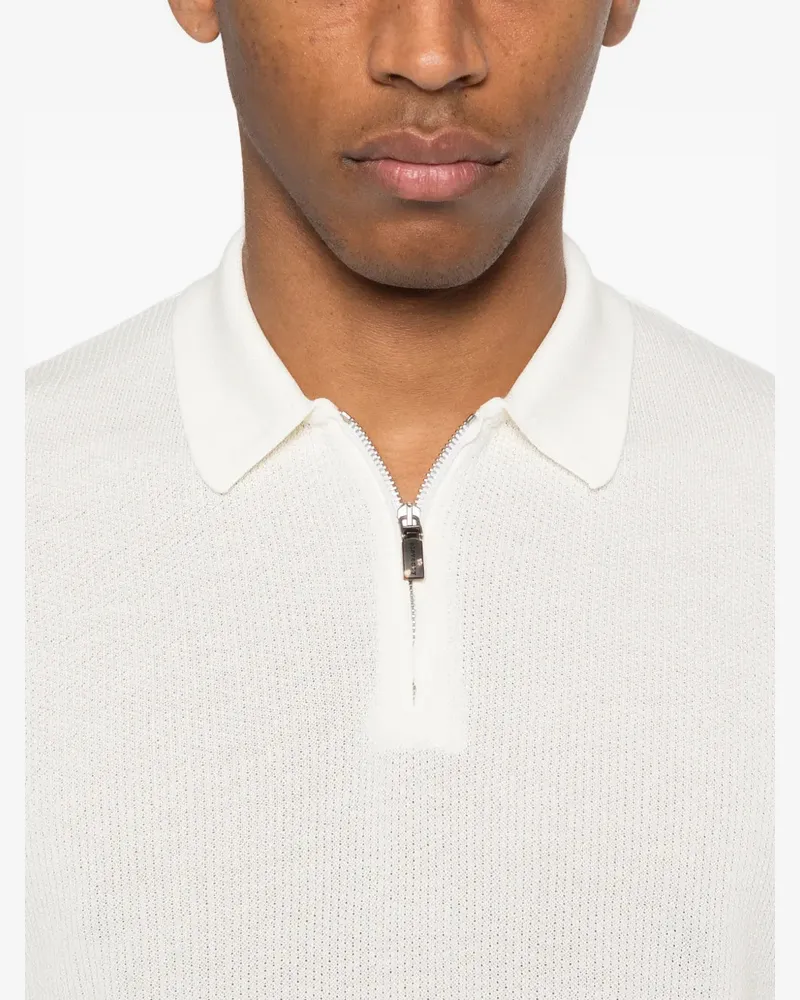 Eleventy Men Half-Zip Short-Sleeve Polo Shirt Ss26 M White