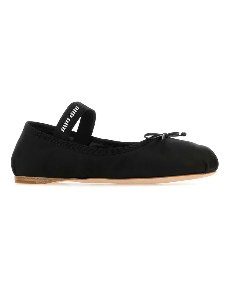 Miu Miu Women's Black Satin Ballerinas Nero Sevi Ballerine Flat Shoes Black