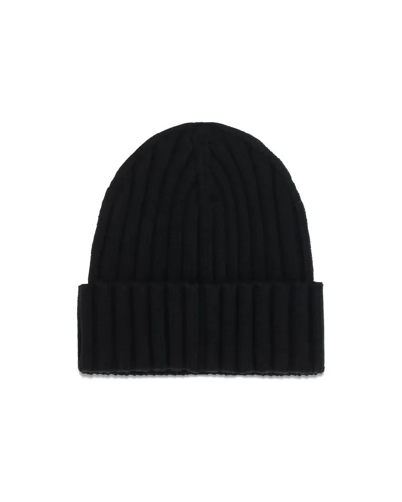 Moncler Women's Black Wool Oves Aries Beanie Accessory Black