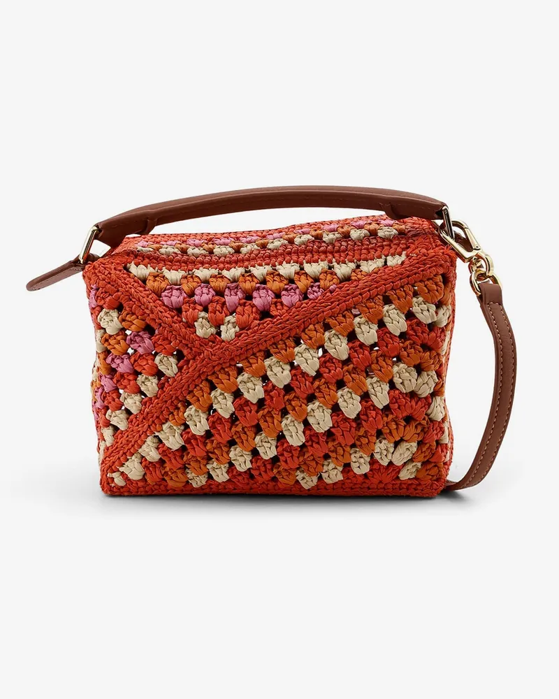 Loewe Women's Handbag Paulas Ibiza Puzzle Edge Multicolour Raffia-Leather Handbags Raffia/leather Hand Bags Multicolor