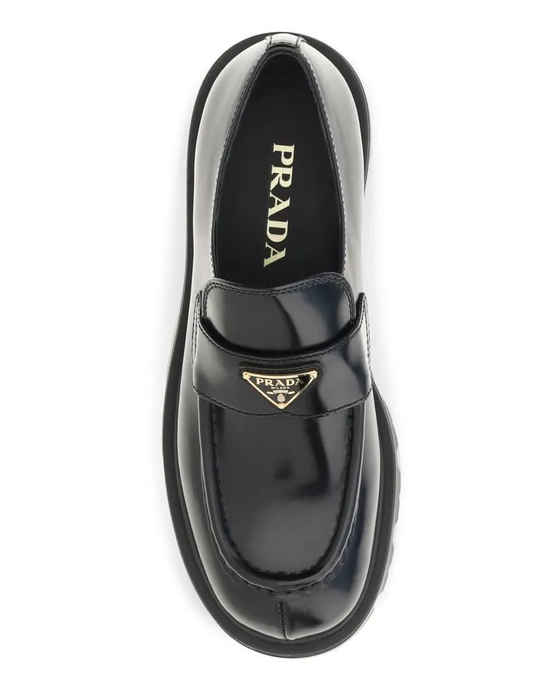 Prada Women's Brushed Leather Loafers Nero Black