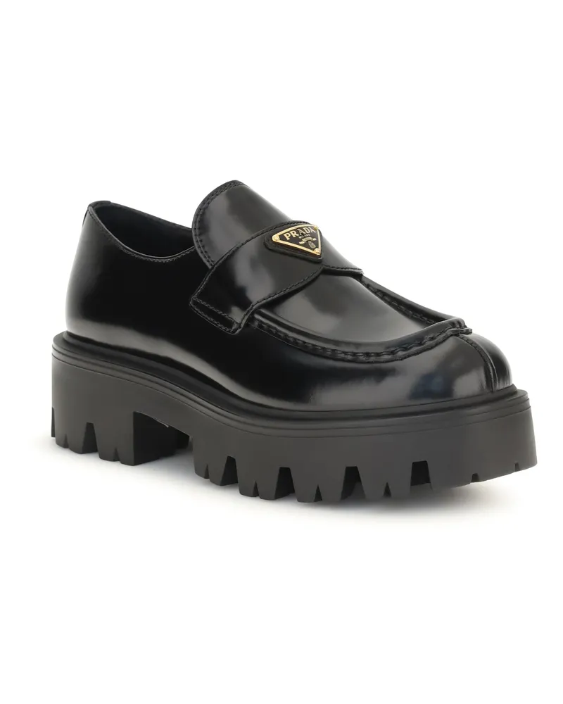 Prada Women's Brushed Leather Loafers Nero Black