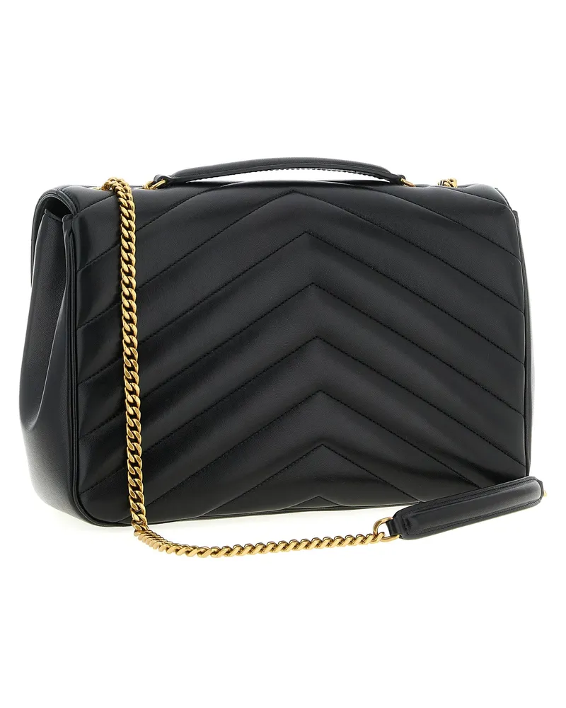 Saint Laurent Lambskin Leather Shoulder Bag — Black Black