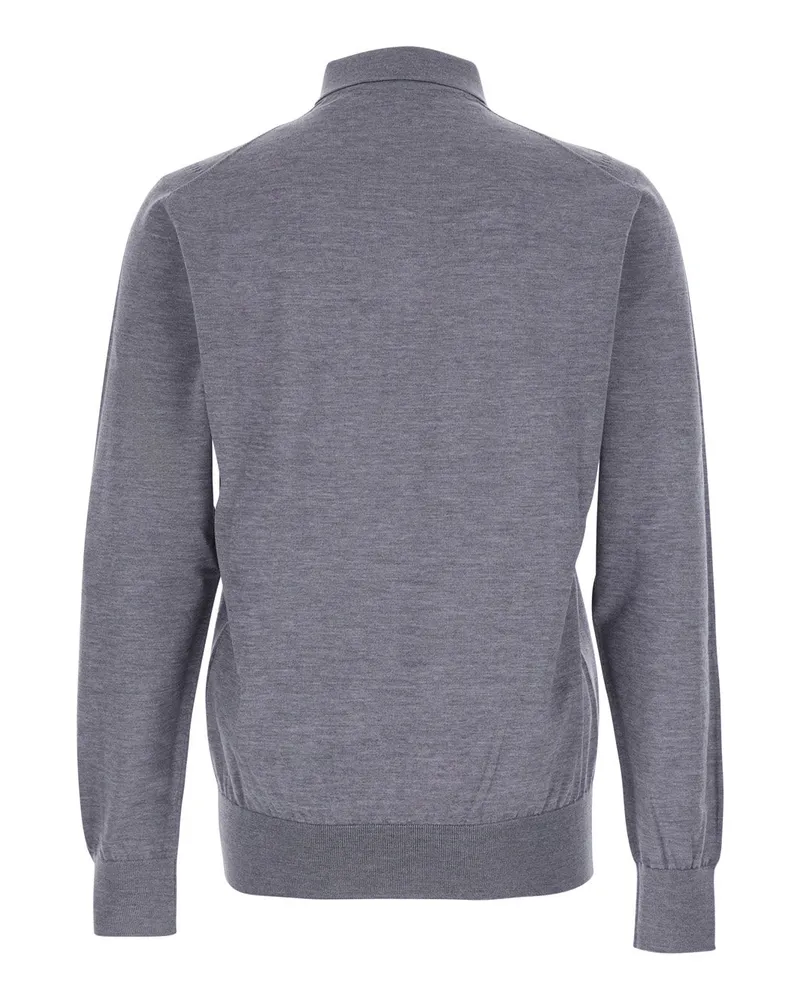 Dolce & Gabbana Men's Grey Polo Shirt With Classic Collar Virgin Wool Top Gray