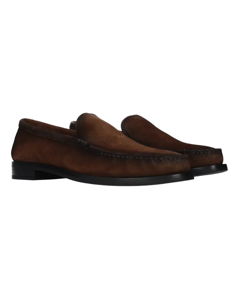 Prada Women's Brown Leather Slip-On Loafers Brown
