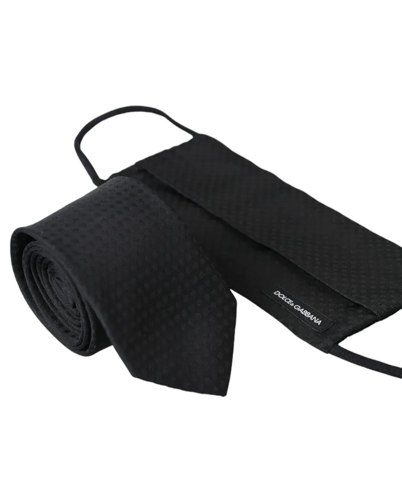 Dolce & Gabbana Men's Black Silk Adjustable Necktie Face Mask Accessory Black