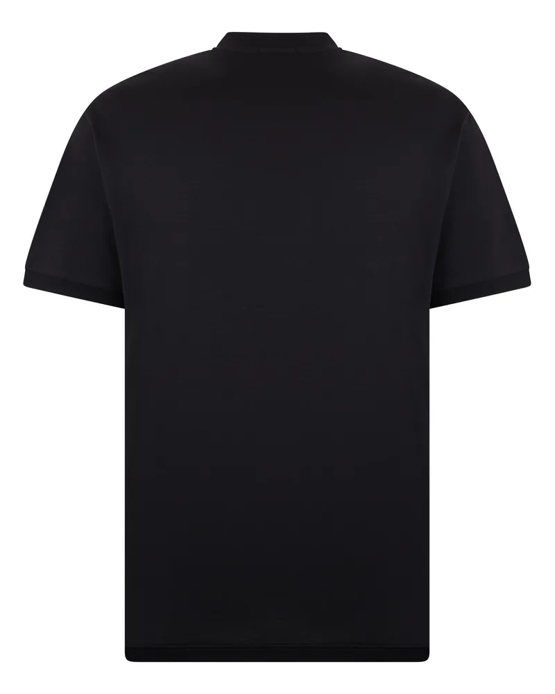 HUGO BOSS Men T-Shirt Half-Zip Black Cotton T-Shirts And Polos Black