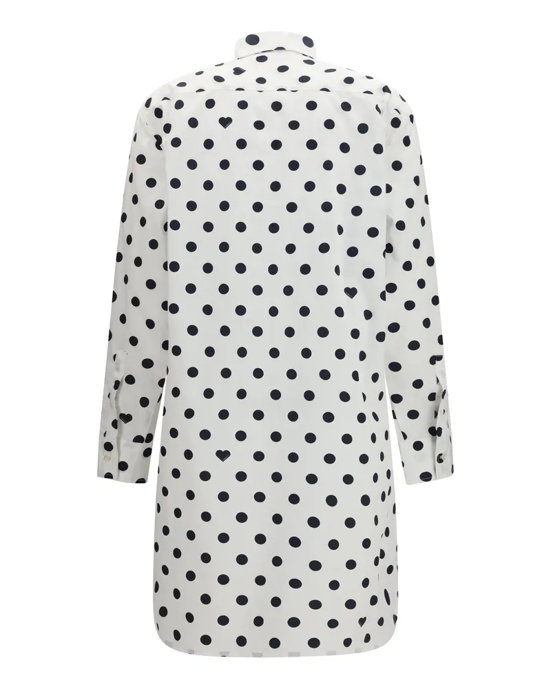 Fiorucci Women's Polka-Dot Midi Shirt Dress White Cotton White