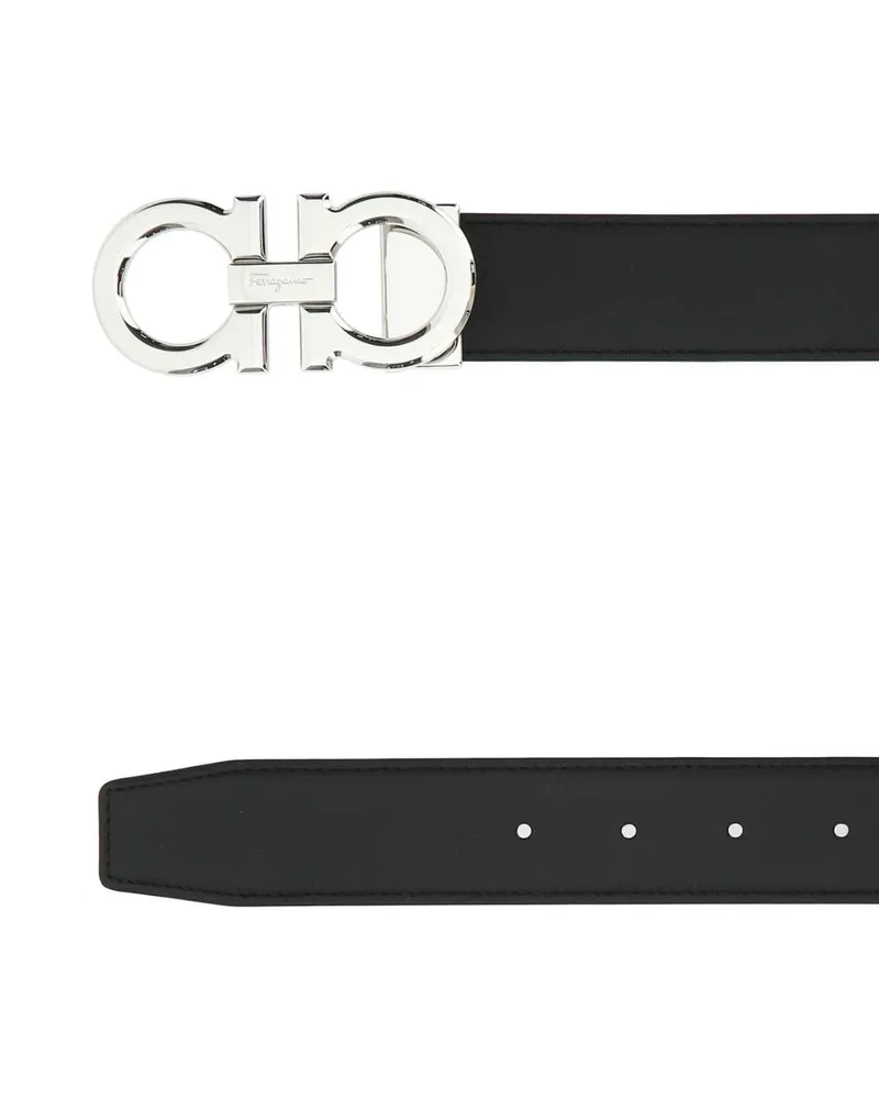 Ferragamo Men's Double Adjus Nerhic Calf Cinture Belt Black