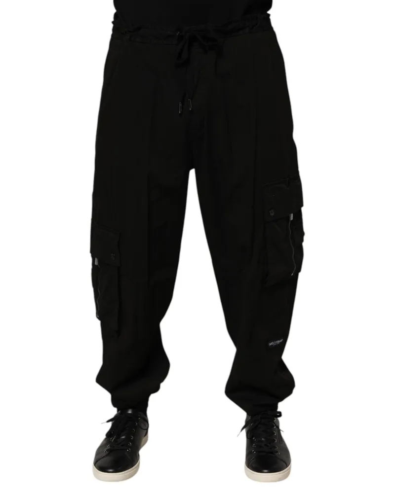 Dolce & Gabbana Men's Black Cotton Cargo Jogger Sweatpants Pants Elastane Black