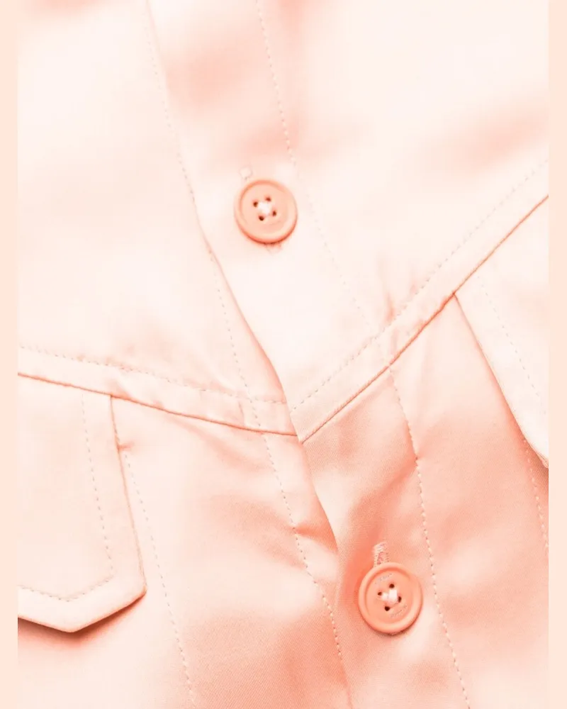 OFF-WHITE Twist-Detail Satin Shirt Dress — Salmon Pink Salmon