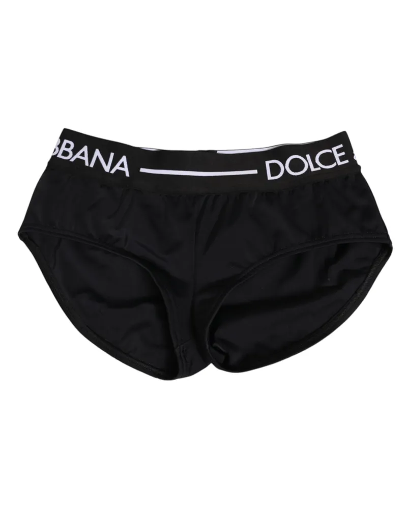 Dolce & Gabbana Women Black Nylon Logo Waistband Shorts Underwear Elastane Black